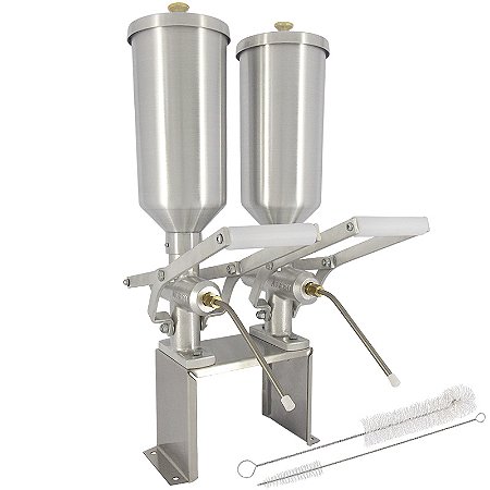 Kit 2 Doceira de Churros 2 Litros (Recheadeira de Churros) + Suporte Inox + Escovas Limpeza + Parafusos Fixação