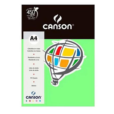 Papel Color A4 180 g/m² Verde Maça 10 Folhas - Canson