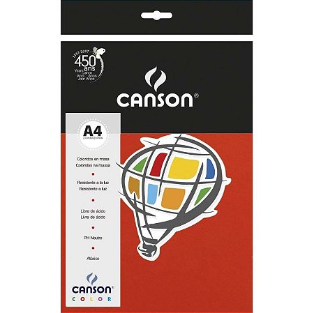 Papel Canson Color A4 180 g/m² - Vermelho