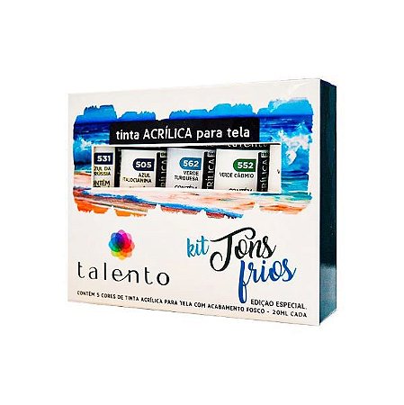 Kit de Tinta Acrílica Talento Tons Frios Com 5 Cores 20ml