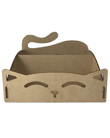 Porta Utilidades Para Gato Laser Comida Água Acessórios MDF