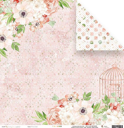 Papel Para Scrapbook - Coleção Shabby Dreams - Floral Rosé Juju Scrapbook