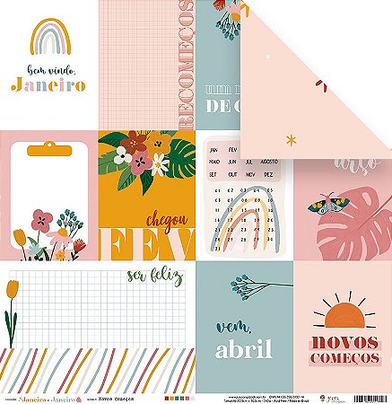 Papel Para Scrapbook - Coleção Janeiro a Janeiro - Novos Começos Juju Scrapbook