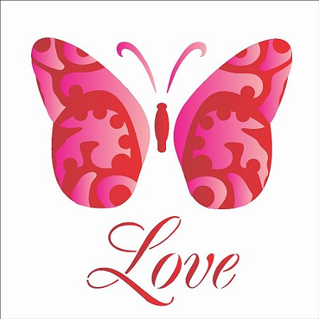 Stencil Para Pintura 14x14 – Borboleta Love – OPA1373 - 50%