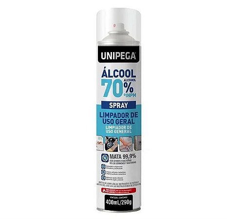 Spray Álcool 70% Uso Geral 400ML Unipega