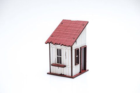 Casa Suculenta Ferr Branco e Vermelho 7x7x11,5 Cm