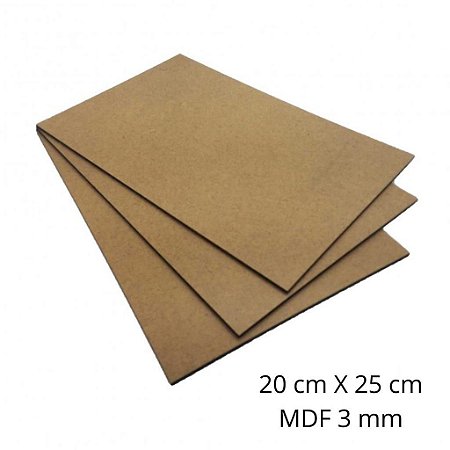 Placa Chapa de MDF 3 mm Cru - 20 x 25 cm - Kit com 10