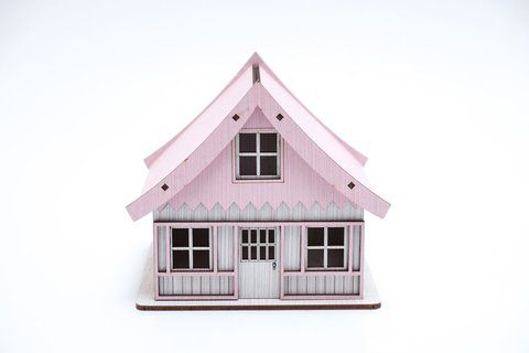 Casa Suculenta Gaúcha Branca e Rosa 13,5x9,5x12,5 Cm