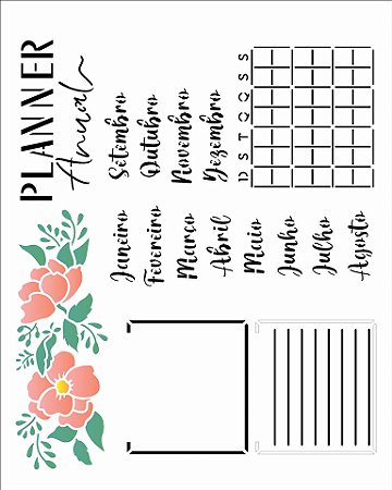 Stencil OPA 20x25 cm - 3398 - PLANNER ANUAL FLORES