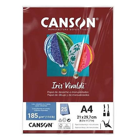 Papel Canson Iris Vivaldi Grená com 25 Folhas A4 185g - 66661513