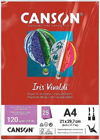 Papel Canson Iris Vivaldi Vermelho com 25 Folhas A4 185g - 66661511