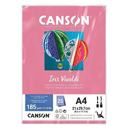 Papel Canson Iris Vivaldi Rosa Claro com 25 Folhas A4 185g - 66661508