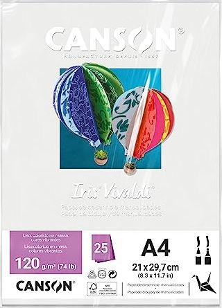 Papel Canson Iris Vivaldi Branco com 25 Folhas A4 185g - 66661500
