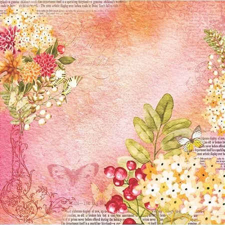 Papel Para Scrapbook Dupla Face 30,5x30,5 cm - Arte Fácil - SC-795 - Flowers 11
