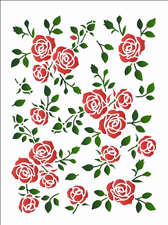 Stencil Opa 15x20 - 3431 - Estamparia Floral Rosas