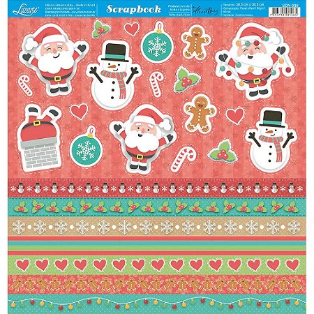 Papel Para Scrapbook Dupla Face 30,5 cm x 30,5 cm - SDN-098 - Scrap Duplo Natal - Elementos Natalinos