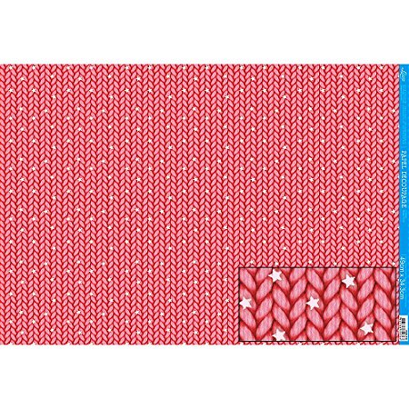 Papel para Decoupage Natal 50x34 - Coleção Tricô Vermelho