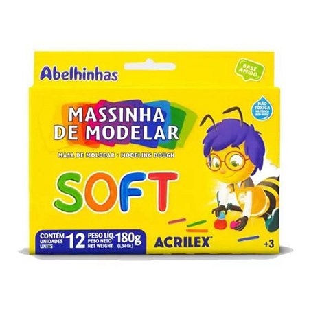 Massinha De Modelar Soft Acrilex Com 12 Cores - 07312