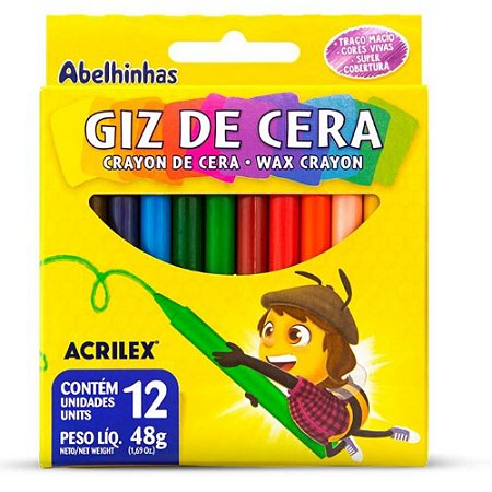 Giz de Cera Acrilex Com 12 Cores – 09012