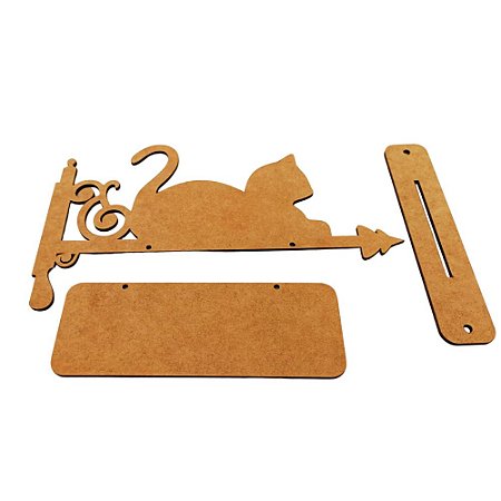 APLIQUE LASER MDF SUPORTE PAREDE GATO 32X20CM - 086798