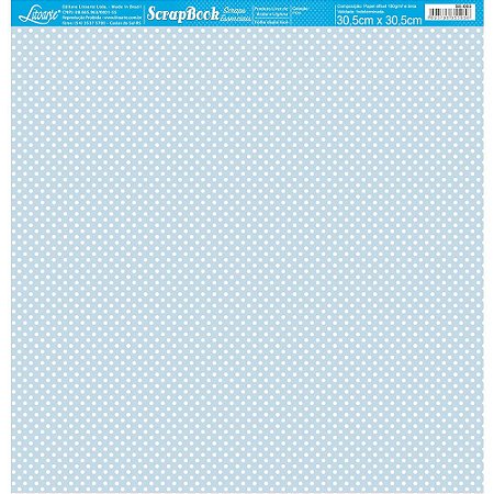 Papel Para Scrapbook Dupla Face 30,5x30,5 cm - Litoarte - SE-003 - Poá Branco e Azul
