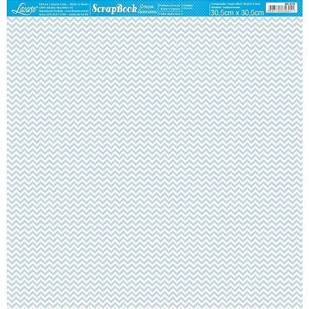 Papel Para Scrapbook Dupla Face 30,5x30,5 cm - Litoarte - SE-010 - Chevron Azul e Branco
