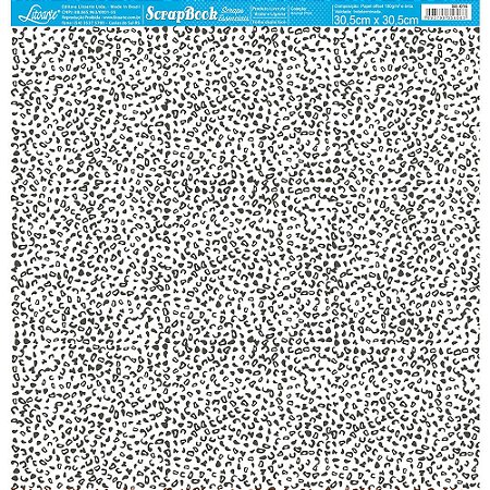 Papel Para Scrapbook Dupla Face 30,5x30,5 cm - Litoarte - SE-016 - Animal Print Onça Branco e Preto