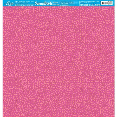 Papel Para Scrapbook Dupla Face 30,5x30,5 cm - Litoarte - SE-017 - Animal Print Onça Rosa