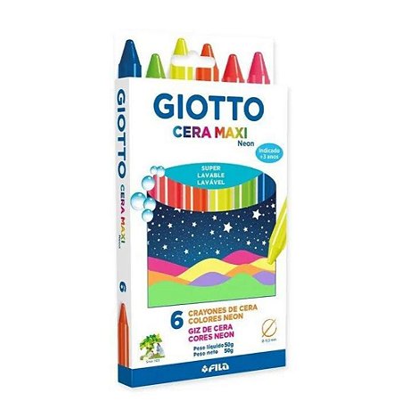 Giz De Cera Maxi Neon Com 6 Cores - Giotto