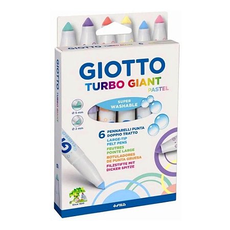 Caneta Hidrográfica Turbo Giant Pastel Com 6 Cores - Giotto
