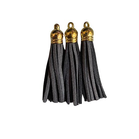 Pingente Tassel De Camurça 5 cm MF-47 Cinza Chumbo 8 Un - KIT