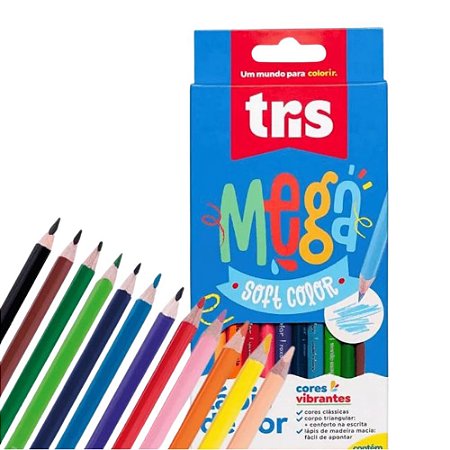 Lápis De Cor Tris 12 Cores Mega Soft Color