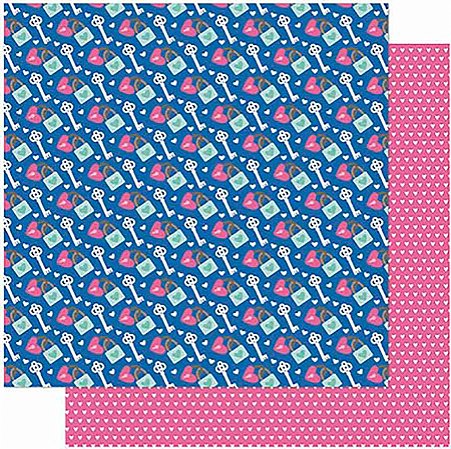 Papel Para Scrapbook Dupla Face 30,5 cm x 30,5 cm - SD-1001 - Amor Je T'aime Chaves