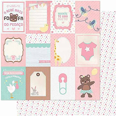 Papel Para Scrapbook Dupla Face 30,5 cm x 30,5 cm - SD-988 - Bebê Menina