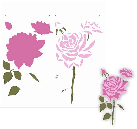 Stencil 30,5X30,5 Simples – Flor Rosas – OPA 2205 - 50%