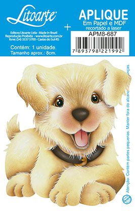 APM8-687 - Aplique Litoarte Em Papel E MDF - Cachorro Simpático