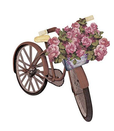 APM8-1068 - Aplique Litoarte Em Papel E MDF - Bicicleta Com Rosas