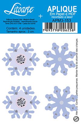 APM3-153 – Aplique Litoarte Em Papel e MDF - Flocos De Neve Lilás
