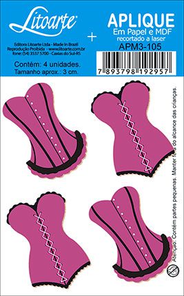 APM3-105 - Aplique  Litoarte Em Papel E MDF - Corpetes