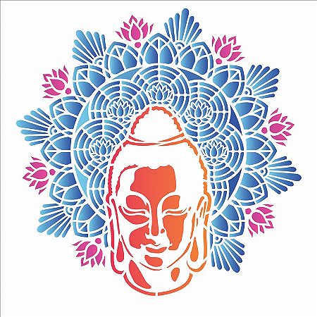 Stencil 30,5×30,5 Simples – Mandala Buda – OPA 2730