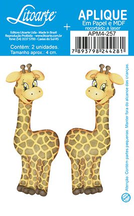 APM4-257 - Aplique Litoarte Em Papel E MDF - Girafas
