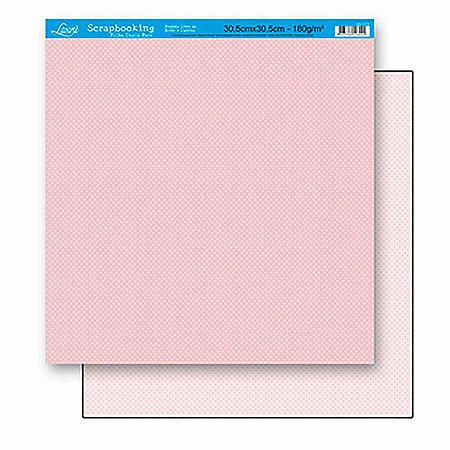 Papel Para Scrapbook Dupla Face 30,5 cm x 30,5 cm – Poá Rosa Pequeno SD-173