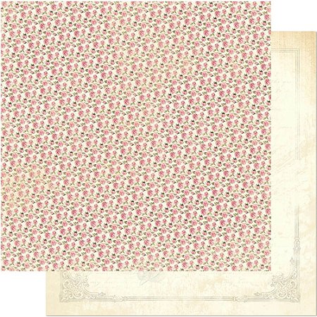 Papel Para Scrapbook Dupla Face 30,5 cm x 30,5 cm – Padrão De Rosas Pequenas SD-487