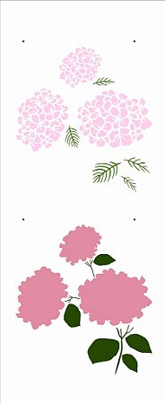 Stencil 17X42 Simples – Flores Hortênsias - Opa 2945