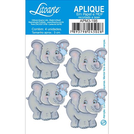 APM3-198 - Aplique Litoarte Em Papel E MDF - Elefante