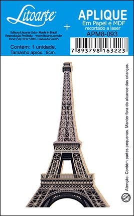 APM8-093 - Aplique Em Papel E MDF - Torre Eiffel