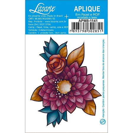 APM8-1141 - Aplique Em Papel E MDF - Flores Coloridas