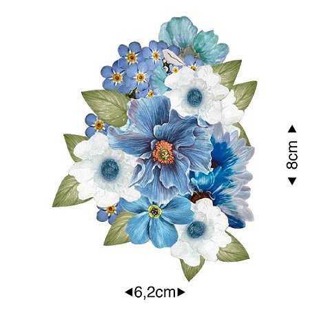 APM8-1248 - Aplique Em Papel E MDF - Flores Azuis