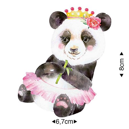 APM8-1267 - Aplique Em Papel E MDF - Panda Coroa Flores