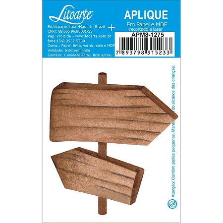 APM8-1275 - Aplique Em Papel E MDF - Placa Setas